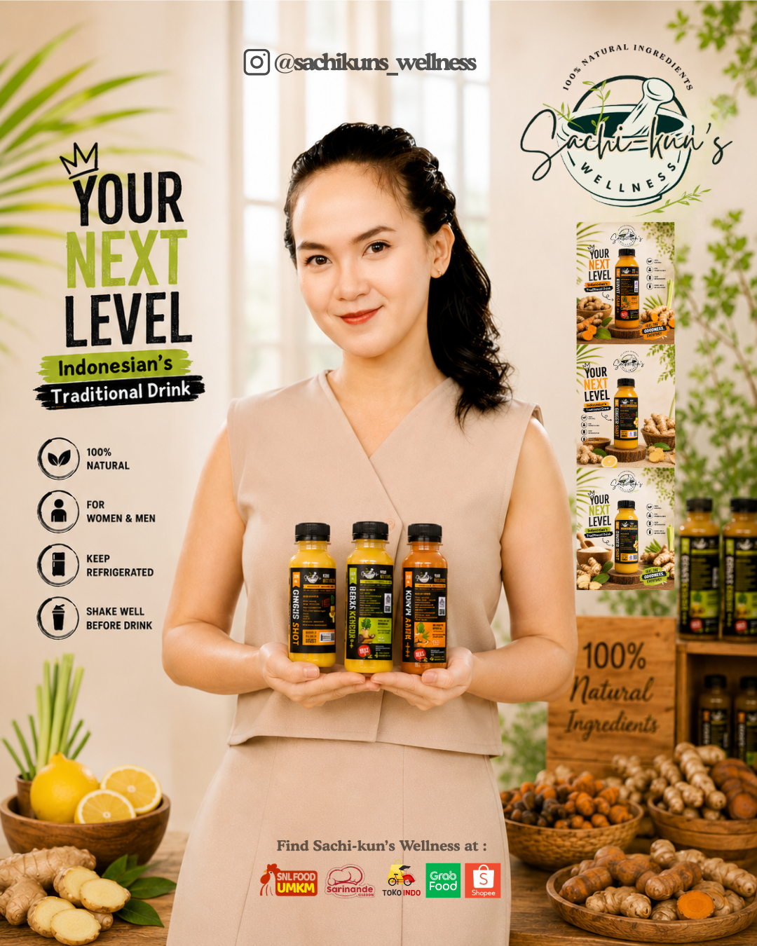 Sachi-kun's Wellness Kunyit Asam dengan rempah segar Indonesia